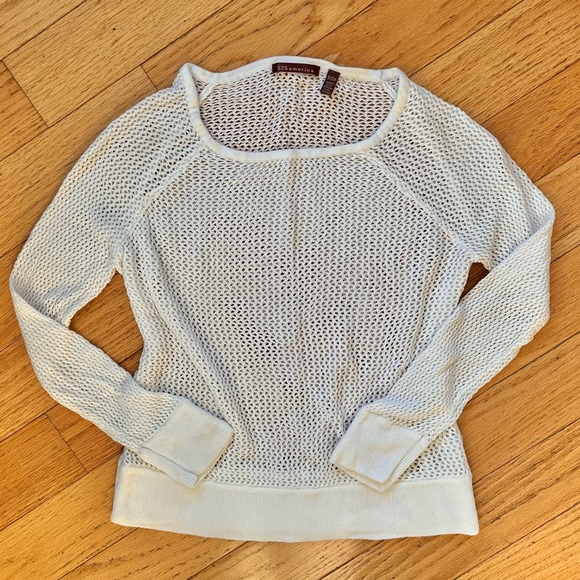525 America Tops - 🌻525 America Women's White Open Knit Long Sleeve Pullover Top